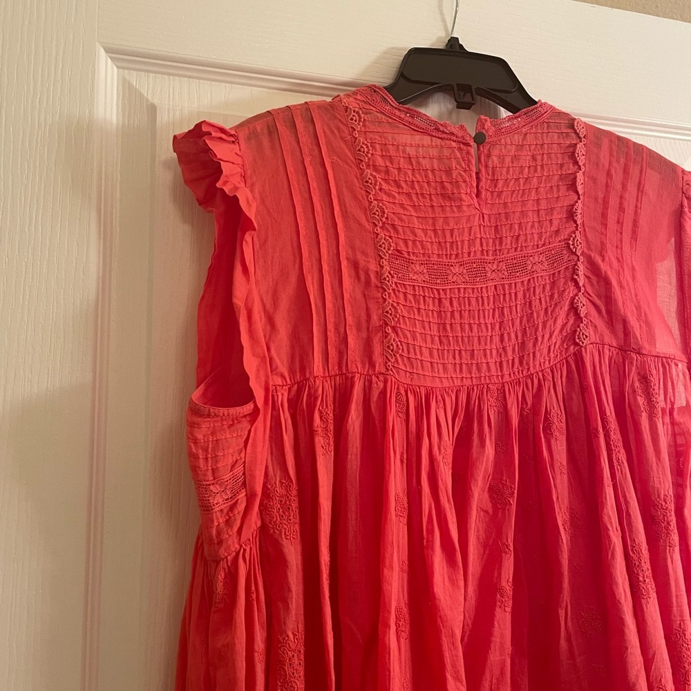 FREE PEOPLE Nobody Like You Embroidered Mini Dress in Coral - Picture 11 of 14